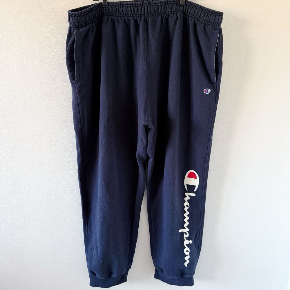 READ Champion Sweatpants 4XB Navy Blue Joggers Spell Out Logo Tapered Big Tall - Picture 10 of 16